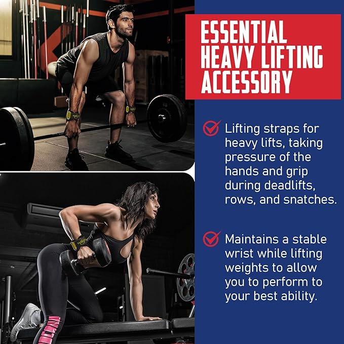 WALITO Weight Lifting Wrist Strap, Double Leather Weightlifting Wrist Straps for Gym Strength Training, Neoprene Padded Wrist Wraps - for Men & Women (Pair)