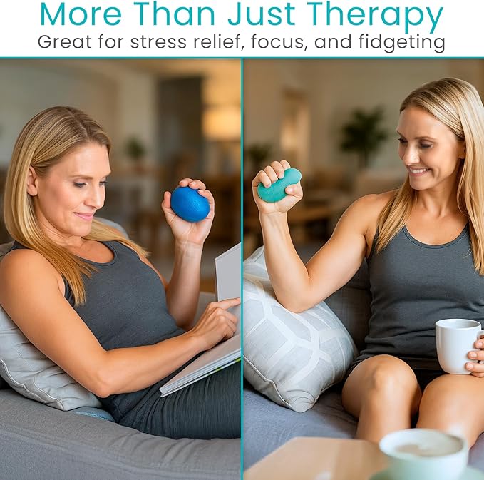 Vive Squeeze Balls for Hand Therapy Set (4 Pack) - Grip Strengthener Occupational Exercise Equipment for Arthitis, Parkinsons, Stroke, Carpal Tunnel Recovery - Stress Relief Massage Putty Finger Toy