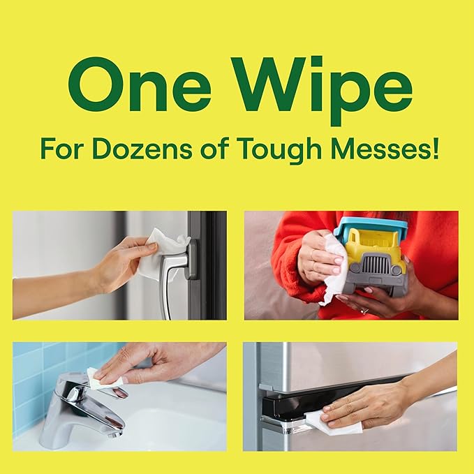 Seventh Generation Multi Surface Wipes, Pack of 3, for all purpose cleaning, lemon zest scent with 100% essential oils and botanical ingredients, 70 ct each