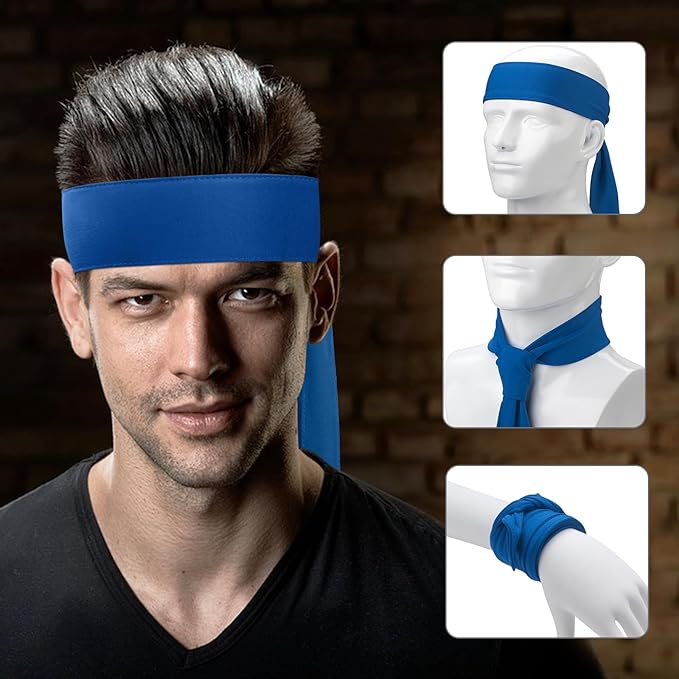 ONUPGO 18Pcs Head Ties for Men Women, Adjustable Headbands Sports Sweatband Ninja Ties Head Band, Sweat Wicking Workout Headband for Sports, Running, Tennis, Yoga, Soccer, Karate