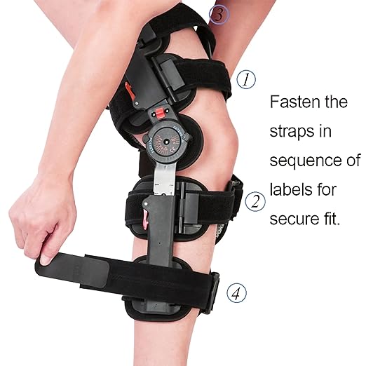 Medibot Hinged Knee Brace ROM Adjustable Post Op Knee Support Orthosis Immobilizer Protector for Left Leg and Right Leg, Both Men and Women