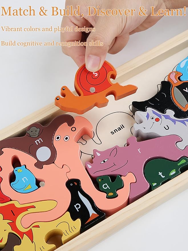 Hot Shot Tools Jumbo Traffic Parade A-Z Puzzle: Educational Wooden Alphabet Playset 3-12 Perfect Family Games for Kids Adults Party Friends Team Travel Birthday