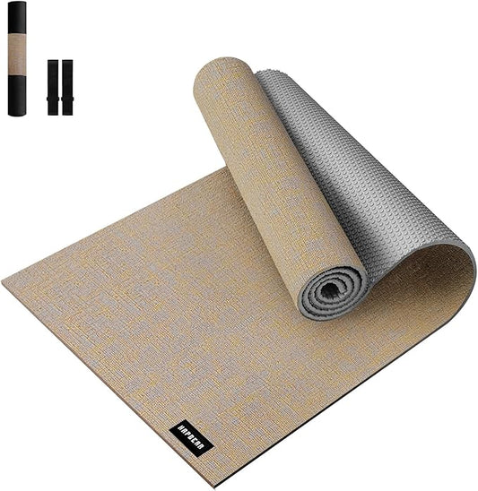 HAPBEAR Extra Large Yoga Mat (84''x30'') - 1/4'' Thick Durable Natural Linen, Non-Slip & Tear-Resistant - Perfect for Home Yoga Workouts, Meditation, Pilates, Floor Exercises & Fitness - Free Carrying Bag Included