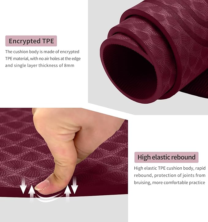 8/20/30mm Jump Rope Mat Fitness Exercise Mat Durable, Non-Slip, Workout Mats with Jump Rope & Carrying Bag for Home Gym Flooring (55"x 24")