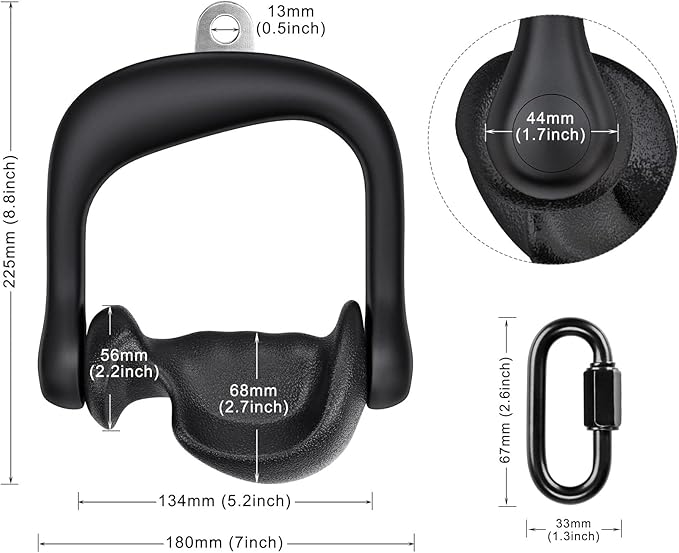 Kipika Heavy Duty Double D Handle, V Bar Cable Attachment, Row Attachment for Cable Machine, Non-Slip and Comfortable, Solid Aluminum Alloy Grip, Cable Machine Accessories for Home Gym…