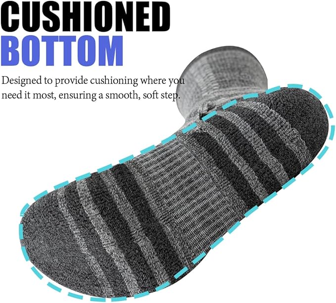 JOYNÉE 8 Pairs Mens Crew Athletic Work Long Socks Calf Cushioned Socks for Sports Running Workout Gym
