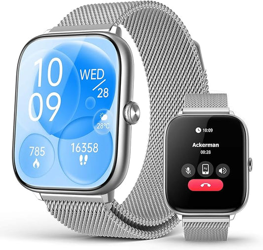 2.06" AMOLED Smart Watches with Blood Pressure, 118 Sports Modes, Fitness Activity Tracker for Men Women, Heart Rate Sleep SpO2 and Stress Monitor, IP68 Waterproof, Compatible with Android and iPhone