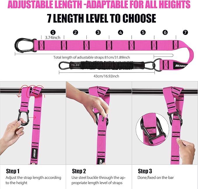 Pull Up Assistance Bands 260lbs, Heavy Pull Up Bands Resistance Bands for Pull Ups Working Out with Feet Rest, Pull Up Bar Bands Assistance Bands Strength Training Workout Equipment, Height Adjustable