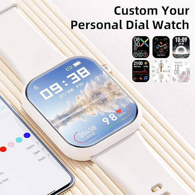 Hwagol Smart Watch (Answer/Make Call) 1.85inch Fitness Tracker, DIY Dials/Pedometer/Calories/Multiple Sport Modes/Voice Assistant, Smart Watches for Men Women Android iOS Phones