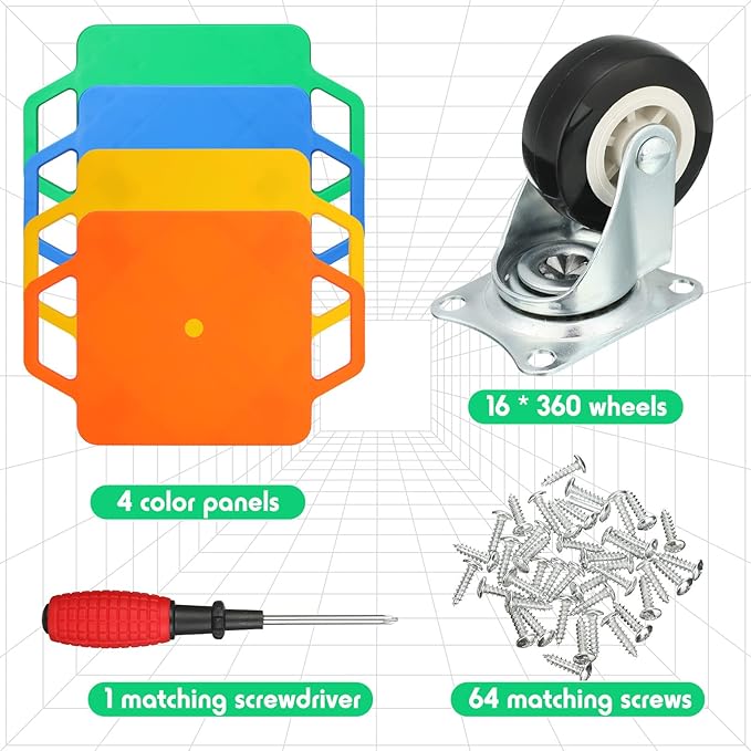 Jerify 4 Pieces Sports Scooter Board with Handles Plastic Casters Floor Sitting Scooter Boards for Kids Children Gym Indoor Outdoor Activities Play Equipment, 11.22 x 11.22 inch