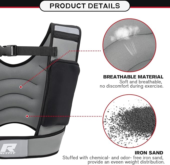 RitFit Weighted Vest, 4lb/8lb/10lb/12lb/15lb/20lb Weight Vest with Reflective Stripes, Weight Vest Adjustable for Women and Men Workout, Strength Training, Running, Fitness, Jogging, Walking
