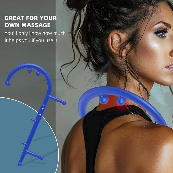 KEINE MARKE Massage Trigger Point Cane Body Deep Tissue Handheld Back, Neck, Shoulder, Leg and Feet Massager Rod, Muscle Release Tool Self Massage Hook Cane for Women & Men (Upgraded Blue)