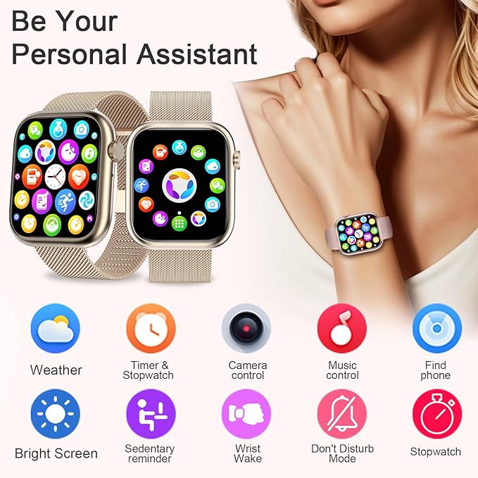 GADIXY Smart Watches for Women Answer/Make Calls,1.83" Ultra-Clear HD,7 Day Battery Life,Fitness Watch with HR/BP/SpO2/Sleep Monitor,120+Sports IP68 Women Smartwatch for Android/iOS,3 Bands,Rosegold