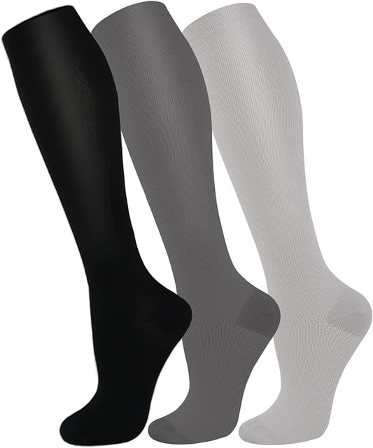 FuelMeFoot 3 Pack Copper Compression Socks - Compression Socks Women & Men Circulation - Best for Medical,Running,Athletic