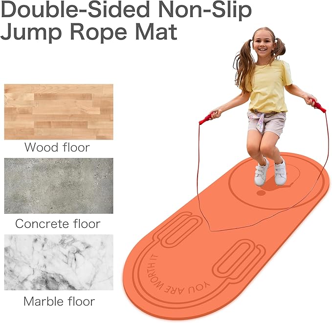 Non-Slip Jump Rope Mat Shock Absorption Rope Skipping Mat for Adults & Children Home Indoor Workout Exercise Mat