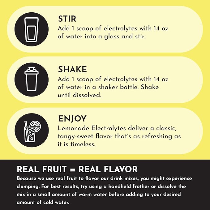 Lemonade Electrolytes – 30‑Serving Hydration Drink Mix with Coconut Water, Sea Salt, and Trace Minerals – Supports Hydration, Recovery, and Electrolyte Balance*