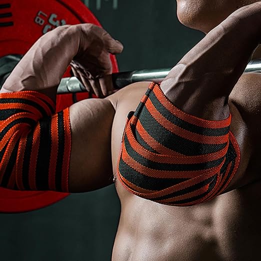 Elbow Wraps for Weightlifting, Bench Press, Cross Training & Powerlifting for Men and Women - 47" Nylon (1 Pair) Elbow Straps - Increases Stability of Joints and Supports Injury Recovery