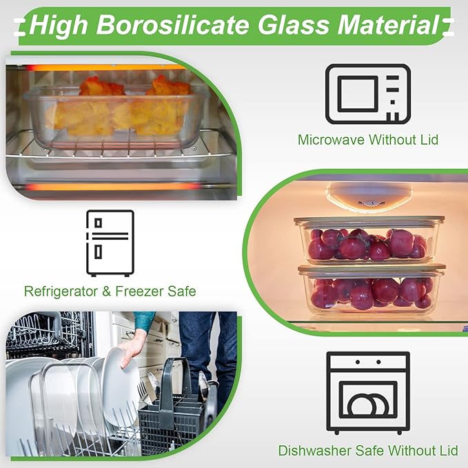 5 Pieces Glass Food Storage Containers with Bamboo Lids 36 Oz/ 1040 ml Meal Prep Containers Airtight Microwave Oven Freezer Glass Bowls with Lids for Pantry Cabinet Organizer