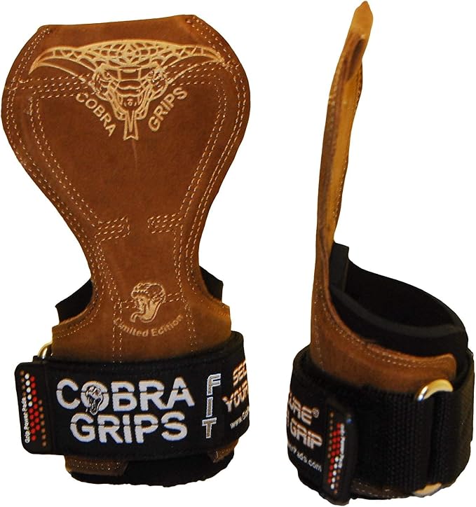 Cobra Grips FIT Leather Weight Lifting Gloves Heavy Duty Straps, Alternative to Power Lifting Hooks, Power Lifting For Deadlifts With Built in Adjustable Neoprene