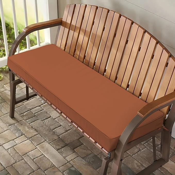 Outdoor Bench Cushion 59 x 18 x 3 Inch, Waterproof Patio Furniture Cushions with Ties, Non-Slip Rectangle Bench Seat Cushion Foam Pad for Garden Sofa Settee Couch Swing, Red