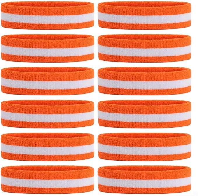 ONUPGO Sweatband Headbands for Men & Women -12PCS Sports Headbands Moisture Wicking Athletic Cotton Terry Cloth Headband for Tennis,Basketball,Football,Gym,Working Out