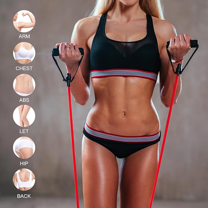 15 Pcs Resistance Bands with Handles for Home Workouts, Exercise Bands Set for Physical Therapy, Strength Training & Fitness for Women and Men