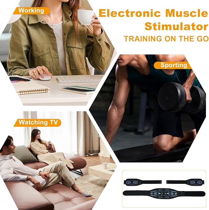Electronic Muscle Stimulator - Fitness Training Equipment for Men & Women, 8 Modes Electronic Abdominal Stimulator for Full Body Workout, Fitness Equipment for Strength Training, Toning, Recovery