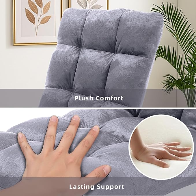 FLOGUOR Indoor 5-Position Adjustable Floor Chair with Back Support Folding Padded Gaming Sofa Chair, Lounge Chair for Adults Video Gaming, Perfect for Meditation, Reading QL050-GR