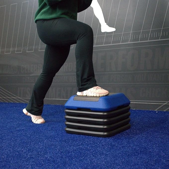 Gronk Fitness Adjustable Exercise Step Platform 16"x16" with Stackable Risers | 4"-12" Aerobic Step Platform for Cardio, Strength Training & Physical Therapy