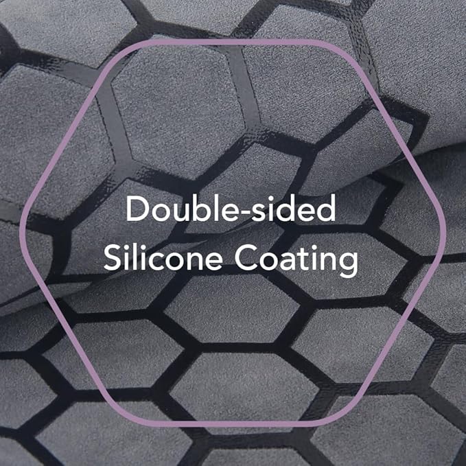 Clever Yoga Hot Yoga Mat Towel – Non-Slip Grip for Hot Yoga, Sweat Absorbent, Honeycomb Silicone Grip, Stays Flat – Ideal for Pilates, Travel, Washable & Lightweight - Gray