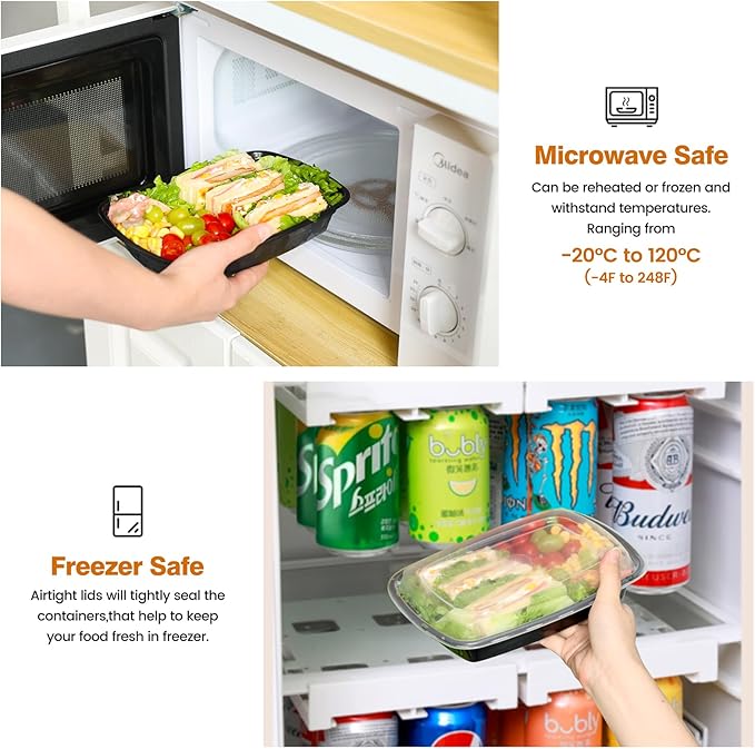 Glotoch Meal Prep Containers Reusable, 50Pack 32oz Plastic Food Prep Storage Containers with Lids,BPA Free,Microwave, Dishwasher Safe Disposable To Go Containers for Meal Plan,Single Compartment