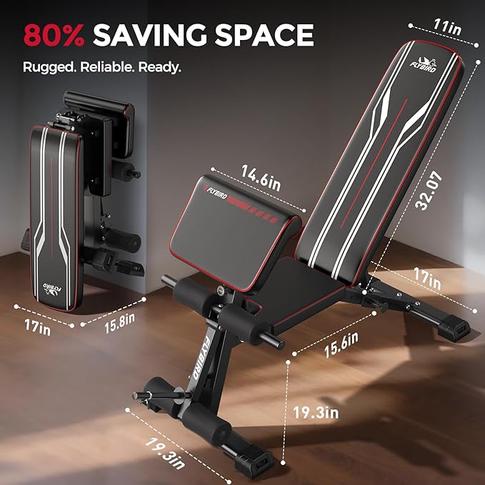 FLYBIRD 3 in 1 Adjustable Weight Bench with Leg Extension & Preacher Curl Pad for Full Body Workout, 800LBS Foldable Exercise Bench at Home Gym, Portable Lifting Incline Decline Flat Strength Training