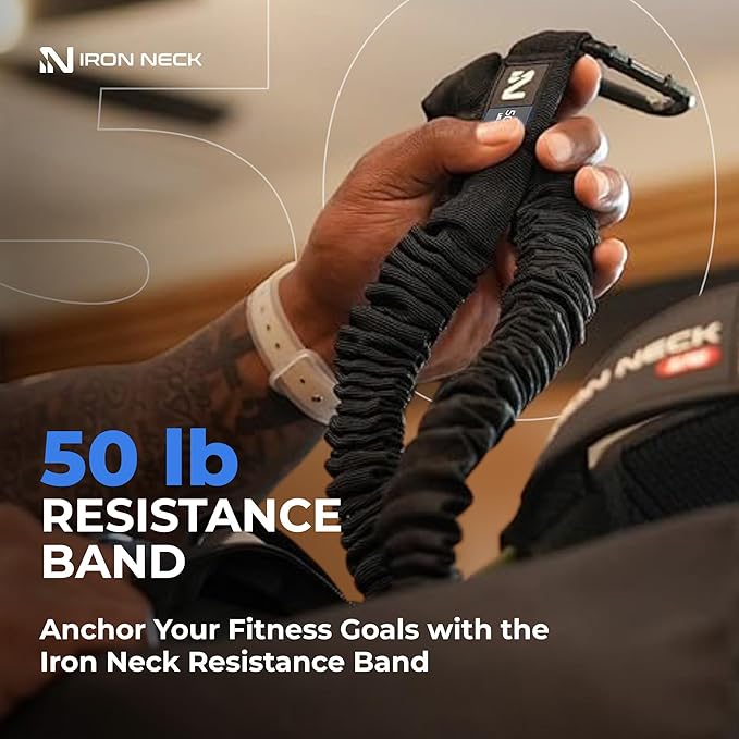 Iron Neck Resistance Band, Durable Exercise Band with Steel Carabiners for Neck Training, Strength Workouts, Stretching, and Rehab