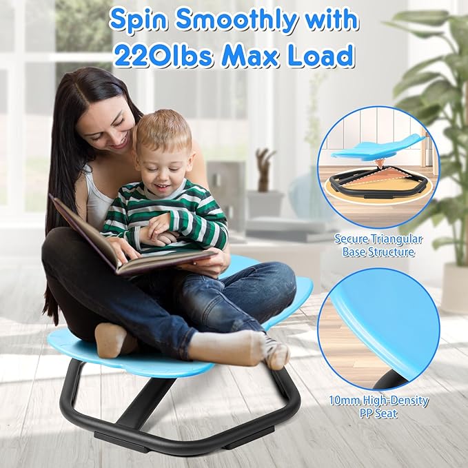 Elephant Swivel Chair for Kids, 360° Spinning Seat, Toddler Sit and Spin Wobble Chair, Sensory Balance Toys, Autism ADHD Chairs, Play Equipment Relief Motion Sickness for Boys Girls (Blue)