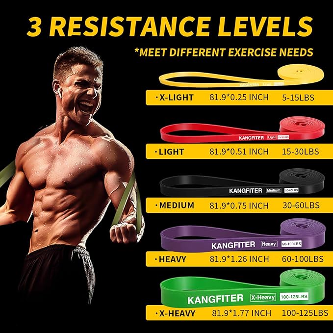 Resistance Bands for Working Out, Pull Up Bands for Men Women, Thick Heavy Resistance Band Set with Door Anchor, Elastic Exercise Bands for Body Stretching, Physical Therapy, Home Workouts