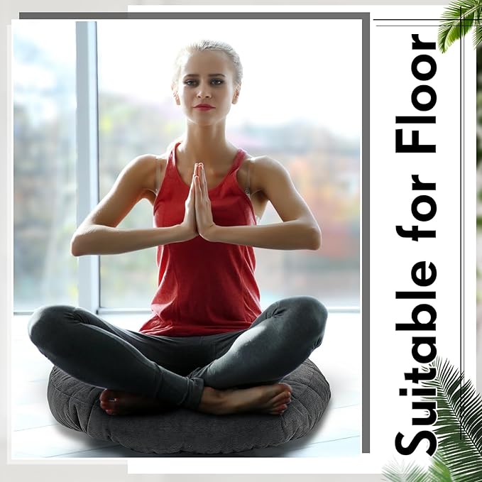 Jerify Floor Pillow Cushions 22 x 22 Inch Round Square Large Meditation Floor Pillow for Classroom Adult Meditation Picnic Party Cushion for Seating Gift Christmas(Round,Dark Grey,4 Pcs)