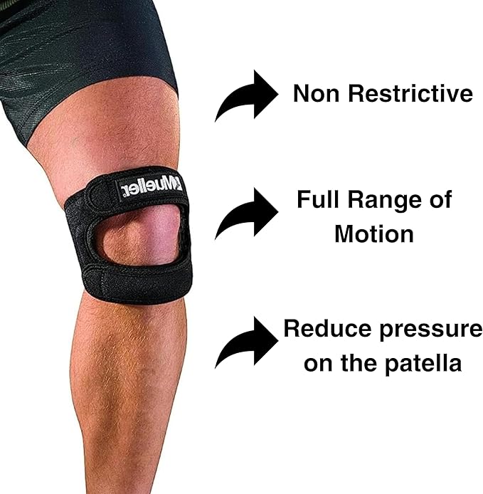 MUELLER Sports Medicine Adjustable Max Knee Single Strap for Men and Women, Compression & Pain Relief Support for Osgood-Schlatter's, Runner's Knee, Patellar Tendinitis, Black