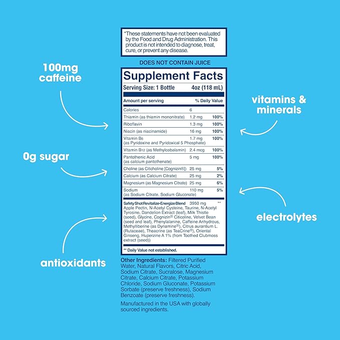 Sure Shot Recovery Drink, Citrus Splash (6 Pack) - Feel Better After Drinking, Wake Up Refreshed - Premium Hydration Beverage with Electrolytes & Vitamins for Liver & Gut Support, Energy & Focus, 4 Oz