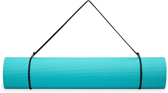 Gaiam Essentials Thick and Thin Yoga Mat Fitness & Exercise Mat with Easy-Cinch Carrier Strap