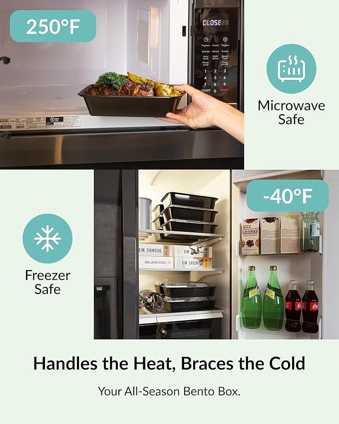 Enther [20 Pack] Single 1 Compartment Meal Prep Containers with Lids, Food Storage Bento Box with Portion Cups, BPA Free, Reusable Lunch Box, Microwave/Dishwasher/Freezer Safe, Portion Control, 28oz