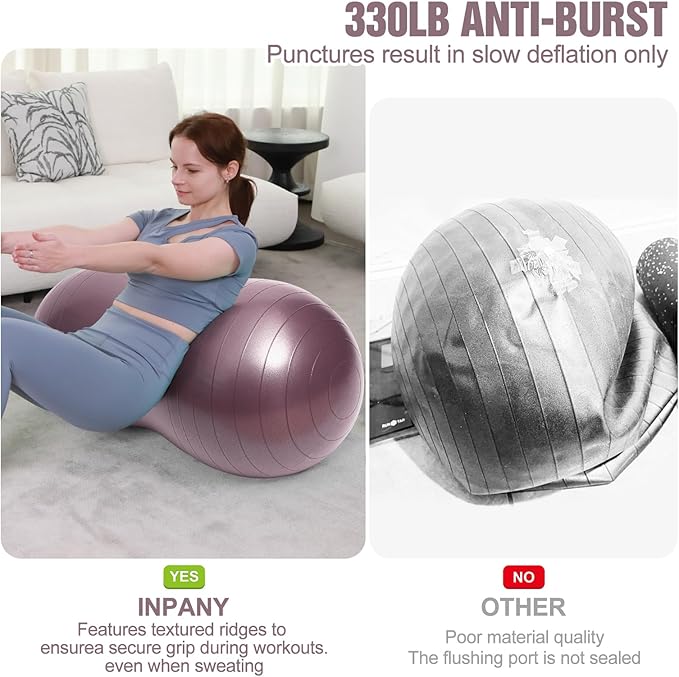 INPANY Peanut Ball - Exercise Ball for Labor Birthing, Anti-Burst Physical Therapy for Kids, Core Strength, Flexible Seating, Home & Gym Fintness, Sensory Chair Wiggle Seat for Girls and Boys