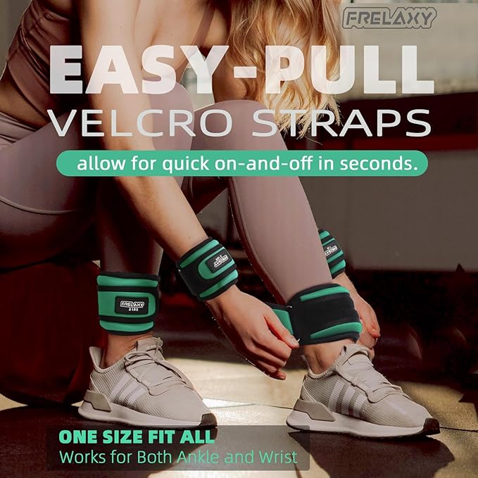 Frelaxy Ankle Wrist Weights for Women Men Kids, Comfy& Adjustable Leg Arm Weights Set for Walking, Gym, Yoga, Pilates, Dance, Cardio & Strength Training 1lb 2lbs 3lbs 1 Pair