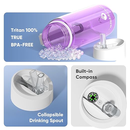 Survimate 5-Stage 0.01μm Ultra-Filtration Filtered Water Bottle, BPA-Free Material, NSF/ANSI 42&372 Certified, Portable Water Filter Bottle for Survival, Camping, Hiking, and Emergency Use