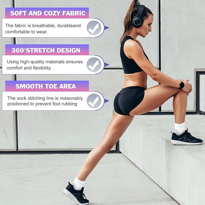 Gonii Women's Compression Ankle Socks with Cushion & Arch Support| Lightweight & Moisture-Wicking for Running 3 Pairs