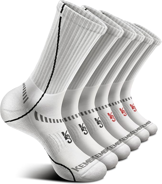 BULLIANT Compression Socks for Men 6Pairs, Athletic Crew Socks Cushioned For Men Sports Running-Arch Support