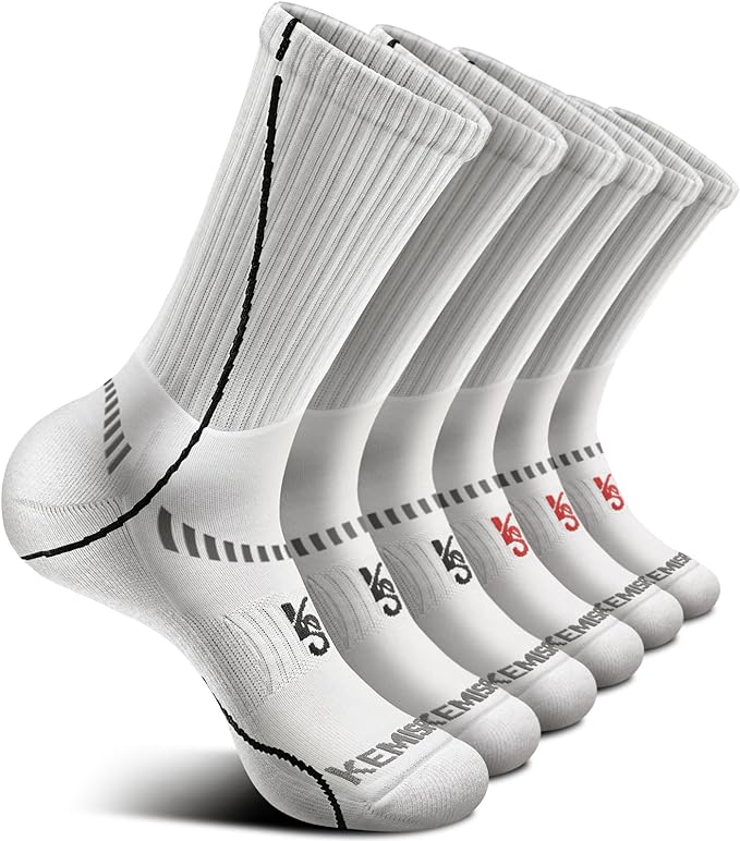 BULLIANT Compression Socks for Men 6Pairs, Athletic Crew Socks Cushioned For Men Sports Running-Arch Support