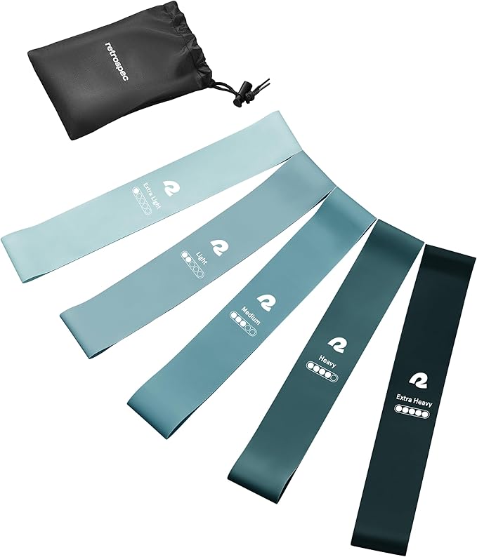 Retrospec Activate Resistance Loop Band Set for Working Out, Home Fitness, Toning, Stretching & Exercise - Lightweight & Portable for Men & Women