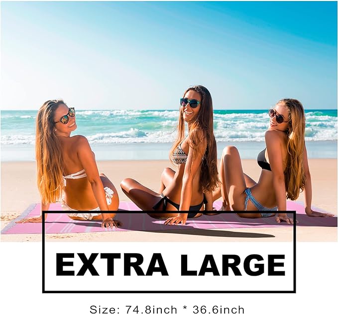 2 Packs Cotton Turkish Beach Towels Quick Dry Sand Free Soft Absorbent Adult Oversized Bath Pool Swim Long Towel Lightweight Thin Sandless Fast Drying Over The Lounge Chair Towel Sand Repellent Anti