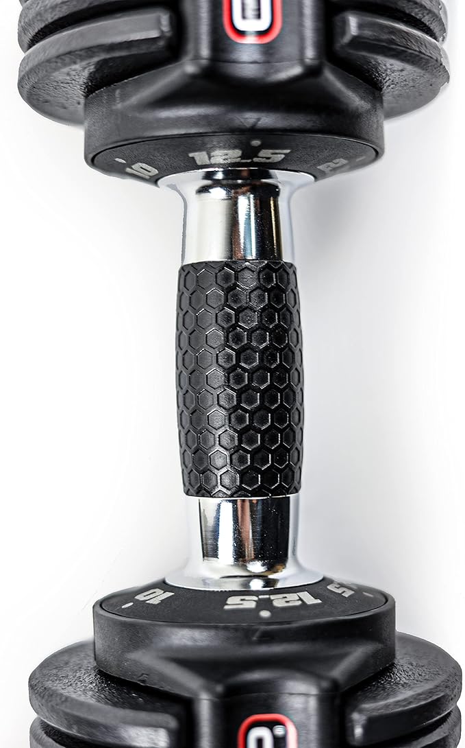 CAP Barbell ADJUSTABELL Adjustable Round Dumbbell Weights - Singles & Pairs | 12.5 lb, 25 lb & 55 lb | Multiple Handle Options