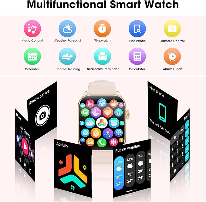Curve Smart Watch for Men Women, 1.91" Smartwatches with 120+ Sport Modes, Fitness Tracker with Bluetooth Call, Heart Rate, Waterproof Activity Tracker Smartwatch for iOS Android Phones